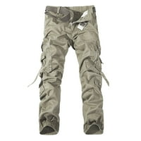 B91XZ MENS radne pantalone Muški ležerni nagli patentni džepovi na srednjim strukom Čvrsto labave pantalone