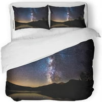Posteljina Set Noć Prekrasan Mliječni način razmišljanja u Lily Lake Colorado Galaxy Mountain Star Twin