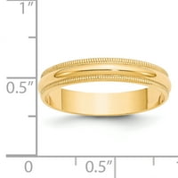 Carat u karatsu 14k žuti zlatni široki bed lagan milgrain pola okruglog vjenčanog prstena -12.5