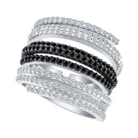 1. Carat okrugli crno-bijeli prirodni dijamantni zaruka vjenčani prsten za vjenčanje u 14K bijeloj zlatnoj