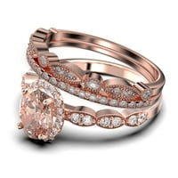 Art Deco 2. Carat ovalni rez Morgatit i dijamantni movali klasični zaručni prsten, halo vjenčani prsten