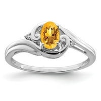 Sterling Silver Rhodium dijamantski dijamantski i citrinski prsten veličine 9