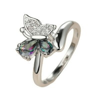 KUKOOSONG METOROJ GOFTS Leptir Kristalni prstenovi za kristal Valentinovo za odmor Zirkonija Butterfly