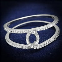 Ženski rodijumski srebrni prsten sa AAA CRT CZ-a CLEAR - veličina 9