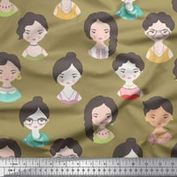 Soimoi zelena pamučna kambrična tkaninska tkanina žena suočavaju se sa ljudskim figurom tkanine od dvorišta