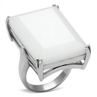 Alamode LoAS868- Ženski rodijumski srebrni prsten sa sintetičkim u bijelom - veličinu 7