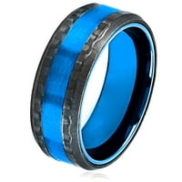Ivice karbonskih vlakana Plavi pozlaćeni prsten od nehrđajućeg čelika - Veličina 11