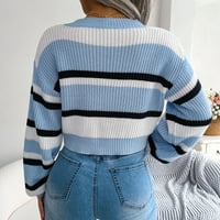 Ženski modni džemperi za žene plus veličine jesen zima vrhunskog stila casual prugasti sribed dugih