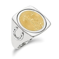 14k bijelo zlato 1 10Ae polirani prsten sa novčićem w kovanica