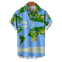 Košulje za muškarce Plus Veličina Havajska karta Karta svijeta Ispiši kratki rukav Ležerni gumb prema