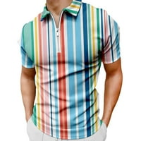 Golf košulje za muškarce Proljeće Nova 3D boja Stripe Printing Casual rever patentni zatvarač Muške