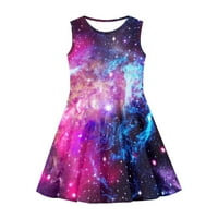 Universe Space Star Girls Haljina bez rukava Elastična ljuljačka haljina za odmor Lagani plesni rezervoar