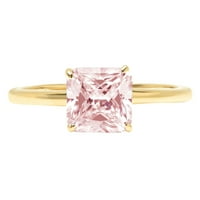 2.5ct Asscher rez ružičasti simulirani dijamant 18k žuti zlatni egraviranje izjava godišnjica Angažovanje
