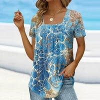 Atinetok Slatke vrhove za žene na plaži Lagano svjetlosne majice modne naletene ljuljačke košulje kvadratnih