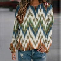 Ženska moda Retro etnička štampana bluza s dugim rukavima okrugla vrat Ležerni pulover vrhovi dukserice
