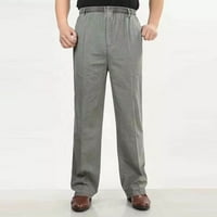Baccoke muške hlače Muške casual posteljine pantalone elastične struke vučne pamučne pantalone tamno