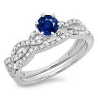 DazzlingRock kolekcija 14k plavi safir i bijeli dijamantski ženski vrtni vrtni zaručni prsten, bijelo