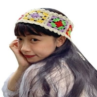 Multitraust ručni kukirani pleteni traka za glavu, šareni cvjetni uzorak izrez za kosu za vezanje za