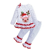 Olliget Božićno dijete odjeće i set zimske kosti jesenski zimski dječji djevojčici uzorak ispisane dugih