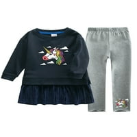 Avamo Girls Slatka elastična struka dukserica + hlače Baggy Casual Outfit Toddler Cartoon Print Party