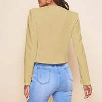 Košulje s dugim rukavima za žene Elegantne solidne boje džepova sa zatvaračem od tanke jakne odijela