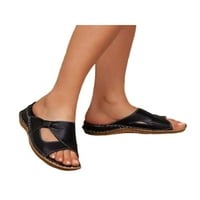 Colisha ženske papuče kliznu na klin sandale izdubljene slajdove Dnevne lagane ljetne cipele debele jedinice crne boje crne 6,5