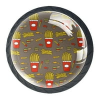 Pomfrit sa umalnim čipovima uzorka crne okrugle staklene ladice za ručke vuče vijcima za kuhinjski ormar