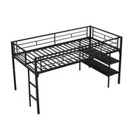 TCBosik nisko potkrovlje kreveta veličine potkrovlja u krevetu sa 2 sloja za skladištenje polica, crna
