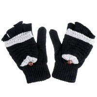 Par zimske tople kabrioletne rukavice žene ruljice na pola prsta pletene rukavice