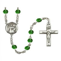 St. Casimir od Poljske Srebrne krunice može zelena vatra polirana perle Crucifi Veličina medaljine šarm
