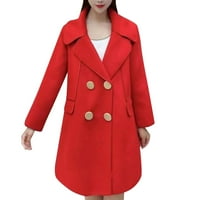 Kali_store ženske jakne i parkas ženska zimska dugačka jakna topla sherpa obloženi kaput crvena, 3xl