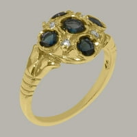 Britanci napravio 9k žuto zlato prirodni London Blue Topaz & Diamond Womens Promise Ring - Opcije veličine