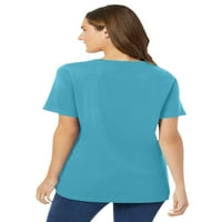 Žena unutar ženskog plus veličine savršene majice s kratkim rukavima V-izrez