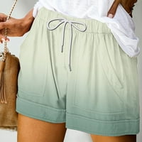 ECQKAME Ženske kratke hlače Ženske tiskane ležerne u labavim džepovima Kratke hlače Green S