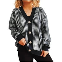 WHLBF Plus Dukseri veličine za žene, modne ženske ležerne dukseri s V-izrezom džemper Cardigan bluza