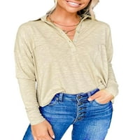 Uerlsty ženska majica s dugim rukavima s dugim rukavima na dugim rukavima, ležerna labava bluza