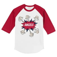 Omladinski sitni otvor bijeli crveni los angeles anđeli bejzbol pow 3 4-rukav majica Raglan