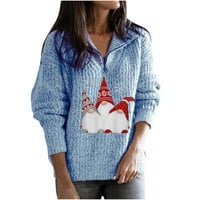 Lovskoo Božićna ženska travnjak patentni zatvarač Džemper za pulover Žene jesen i zimski džemper s V-izrezom
