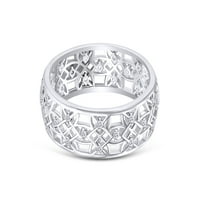 Izdubljenje cvjetni prsten okrugli rez CBIC cirkonija u 14k bijelo zlato preko sterlinga srebrnog vjenčanog pribora za prsten nakit za dame, veličine prstena-6