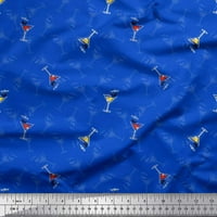 SOIMOI plavi pamučni voil tkanina, slama i piće Ljetni dizajni ispisa šivanje tkanine dvorište široko