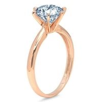 3. CT sjajan okrugli rez prozirni simulirani dijamant 18k ružičasto zlato pasijans prsten sz 7.75