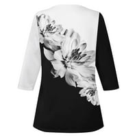 Ljetni cvjetni tiskovina za žene Crochet čipke TRIM V izrez kratkih rukava majice Ležerne prilike labave