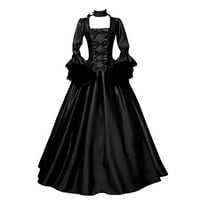 SeoTime renesansna haljina za žene Kvadratni izrez luk kravata Maxi haljina Gothic Srednjovjekovna kokturala