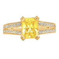 2.45ct smaragdni rez žuti simulirani dijamant 14k žuti zlatni ugraving izjava bridalna godišnjica angažman