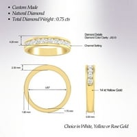 Carat 14K žuti zlatni okrugli dijamantni bridalni vjenčani prsten za žene za žene