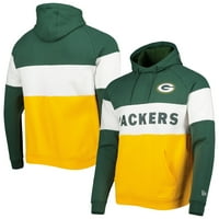 Muškarci New Era Gold Green Bay Packers Colorblock Trenutni pulover Hoodie