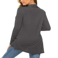 Jesenski ženski povremeni dugi rukav otvoren prednji kardigani džemper vrhovi pletene labave fit klasičnog