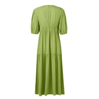 Haljine za žene ženski maxi v-izrez kratki rukav labave haljine Dužina gležnja Ljetna haljina sunčanja