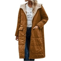 GATHRGYP ženski dugi kaputi za zimu, ženske zimske casual labave modne boje džepa patentni patentni