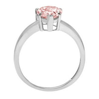2. CT sjajan kruški izrezan simulirani ružičasti dijamant 14k bijeli zlatni pasijans prsten sz 5.5